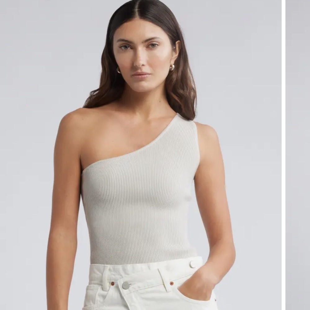 Open Edit One Shoulder Ribbed Top